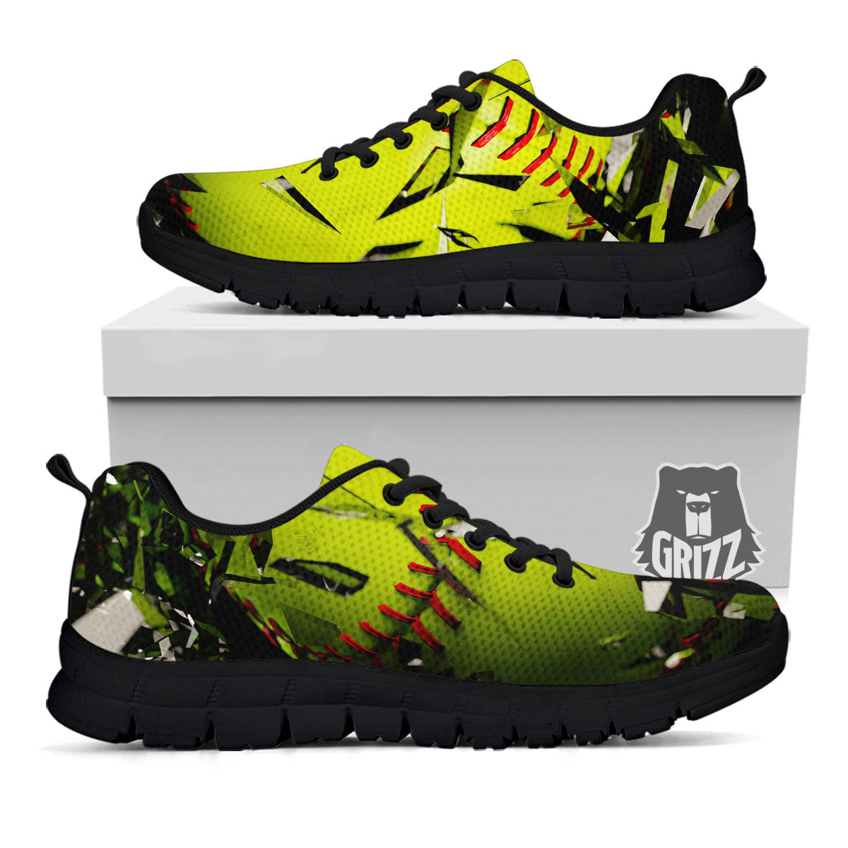 3D Baseballs Print Black Sneaker-grizzshop