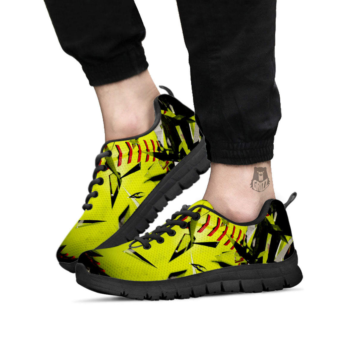 3D Baseballs Print Black Sneaker-grizzshop