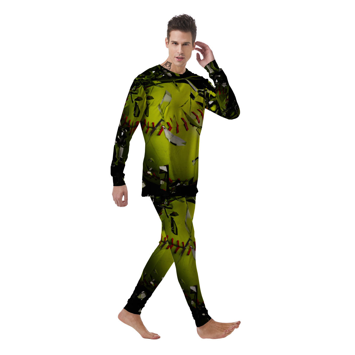 3D Baseballs Print Men's Pajamas-grizzshop
