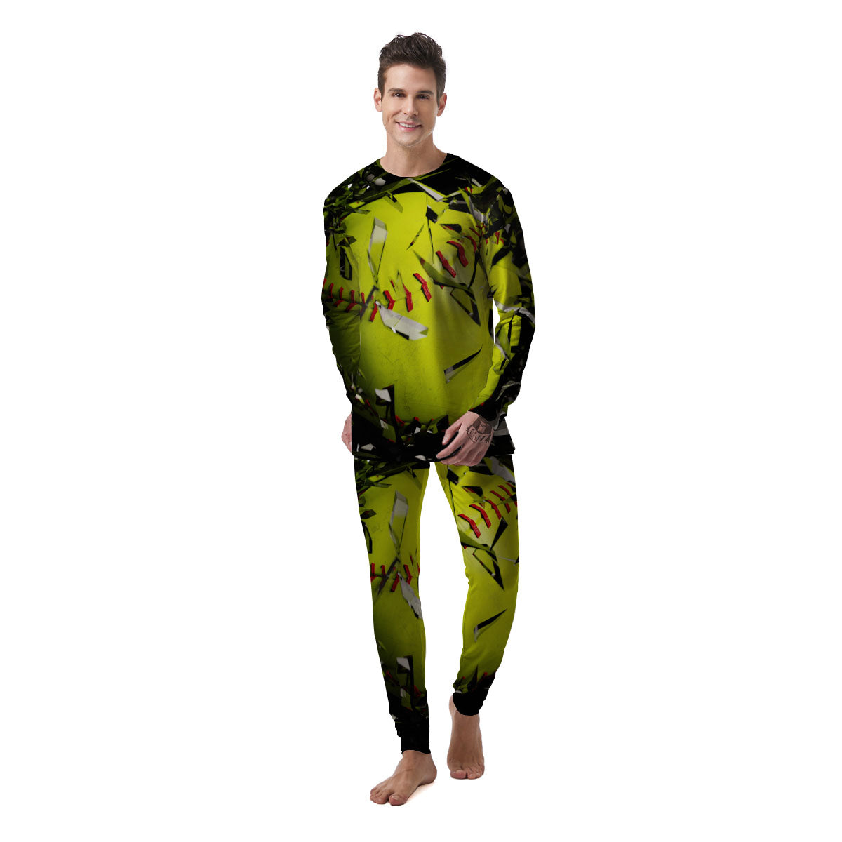 3D Baseballs Print Men's Pajamas-grizzshop