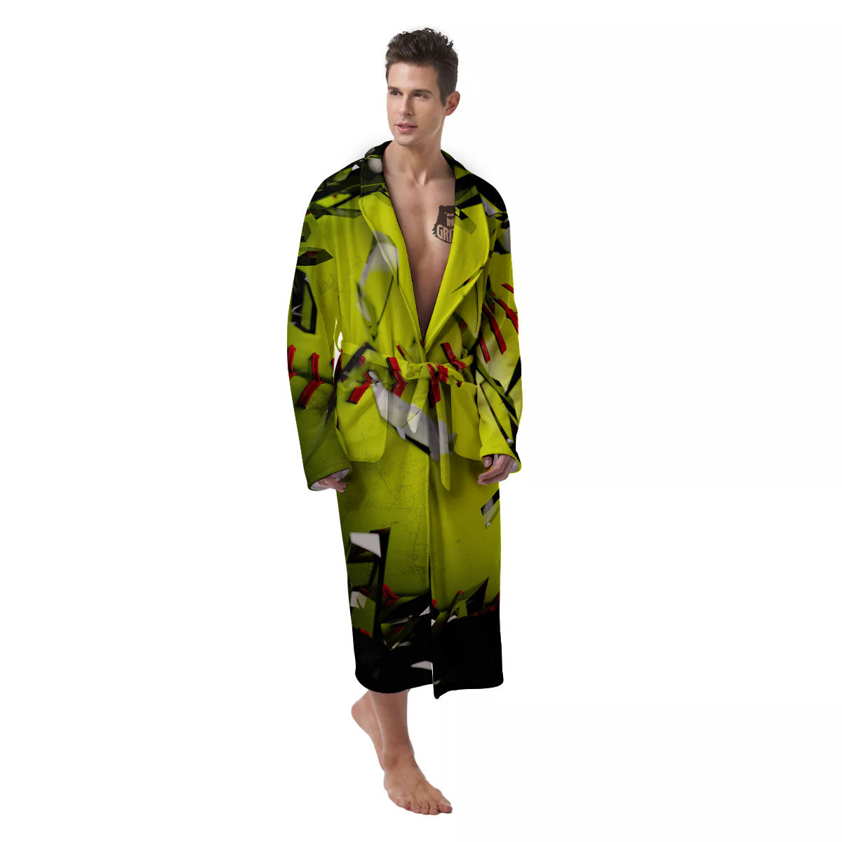 3D Baseballs Print Men's Robe-grizzshop