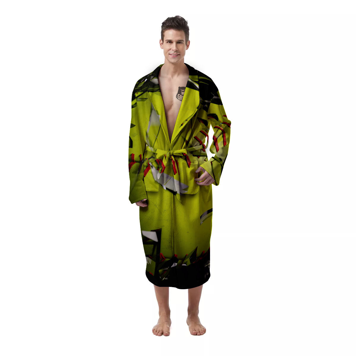 3D Baseballs Print Men's Robe-grizzshop