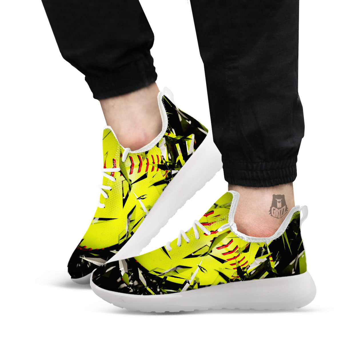 3D Baseballs Print White Athletic Shoes-grizzshop