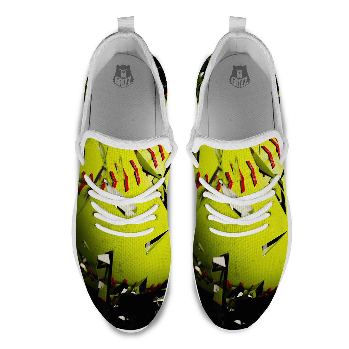 3D Baseballs Print White Athletic Shoes-grizzshop