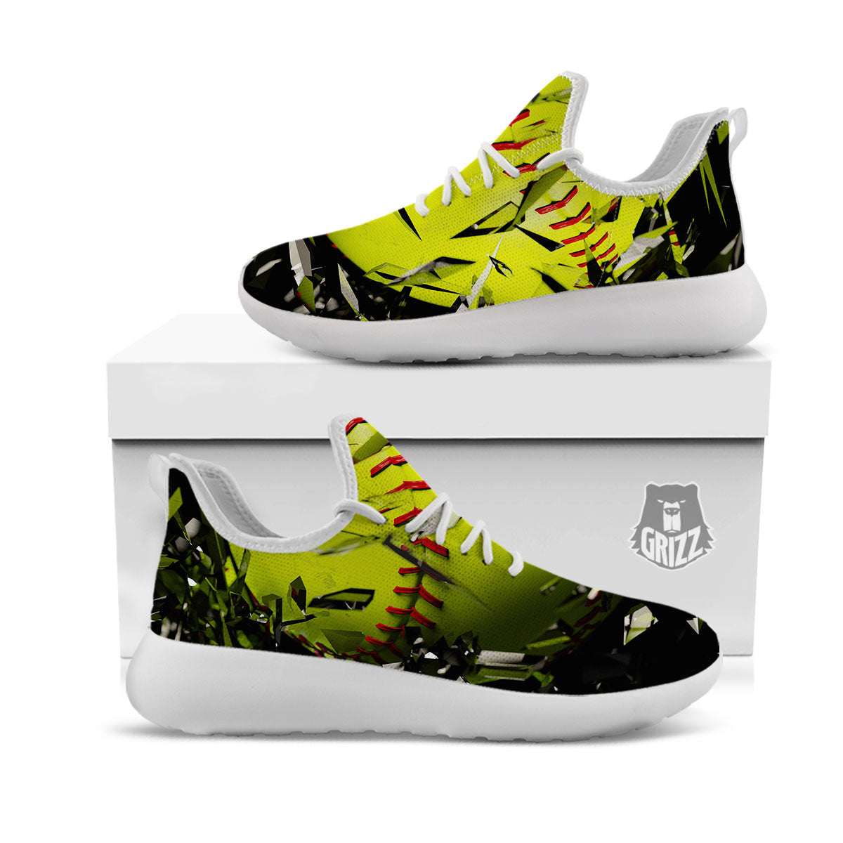 3D Baseballs Print White Athletic Shoes-grizzshop