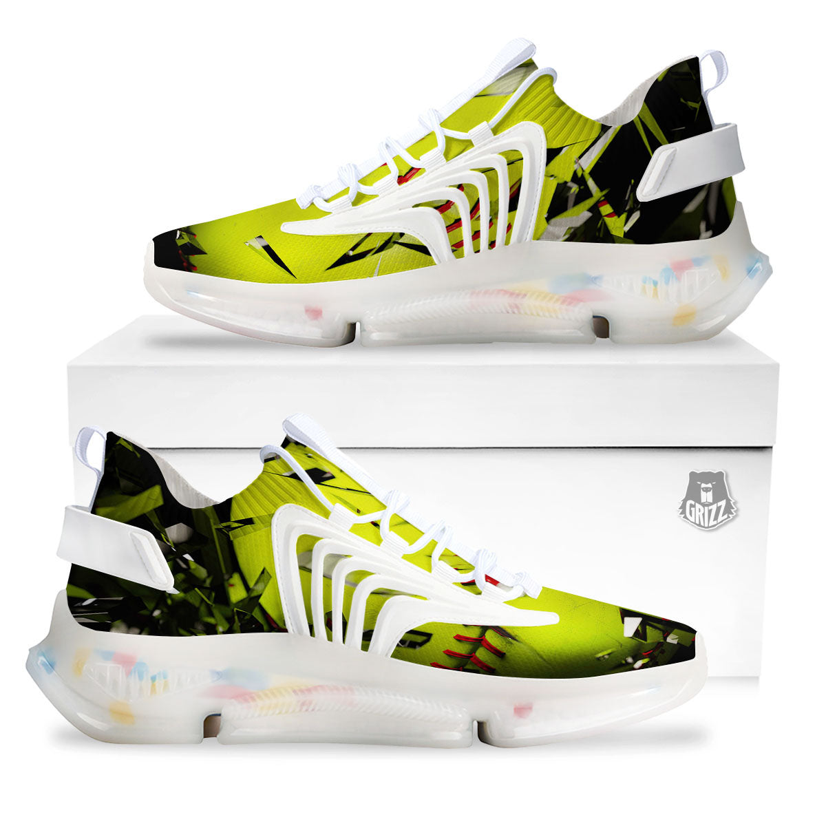 3D Baseballs Print White Gym Shoes-grizzshop
