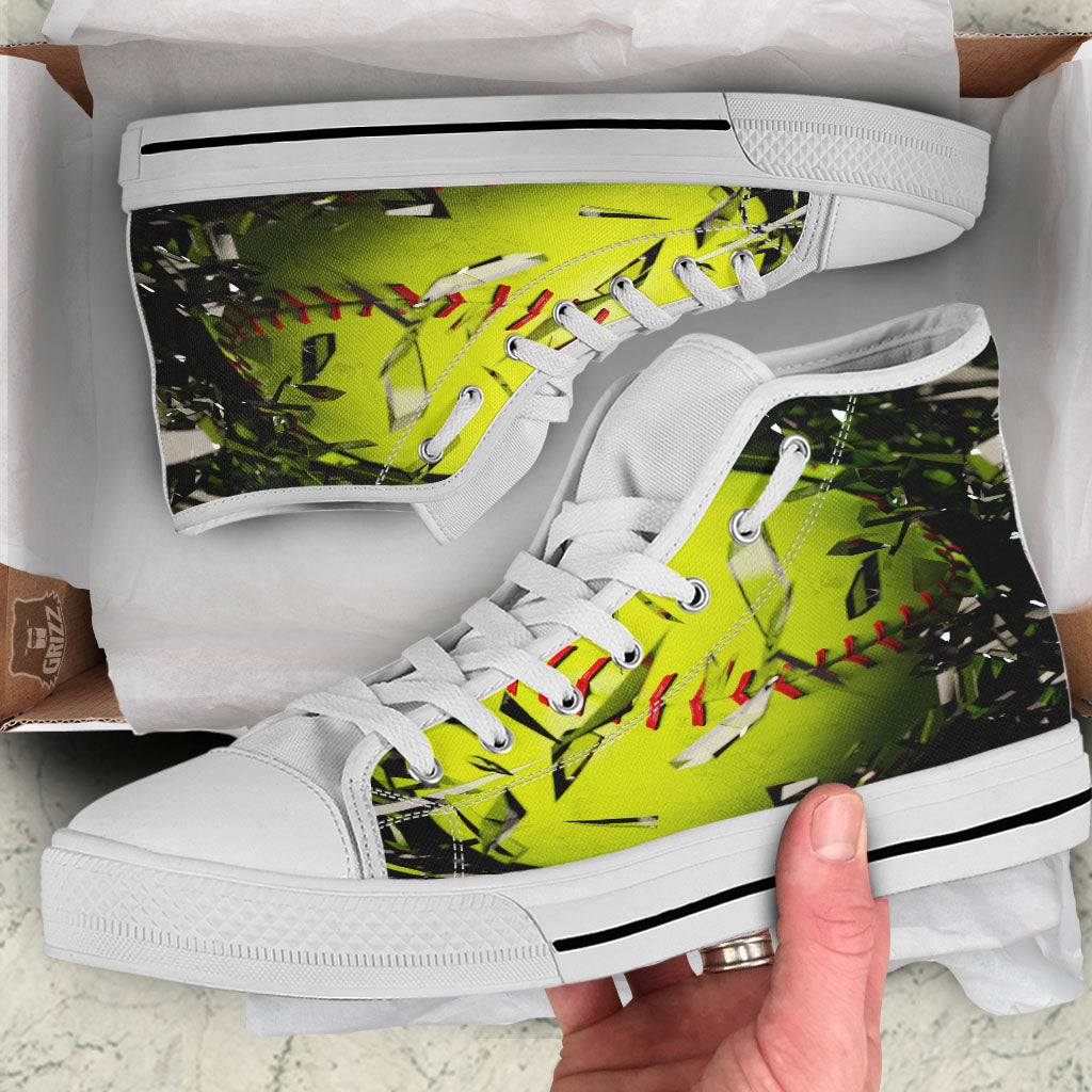 3D Baseballs Print White High Top Shoes-grizzshop