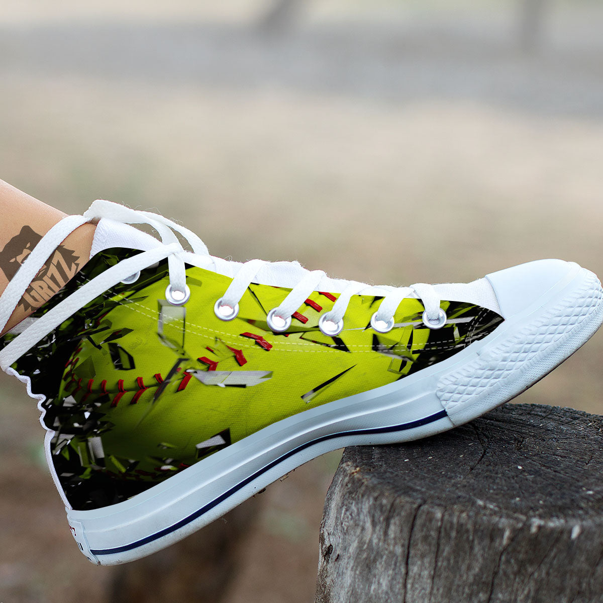 3D Baseballs Print White High Top Shoes-grizzshop