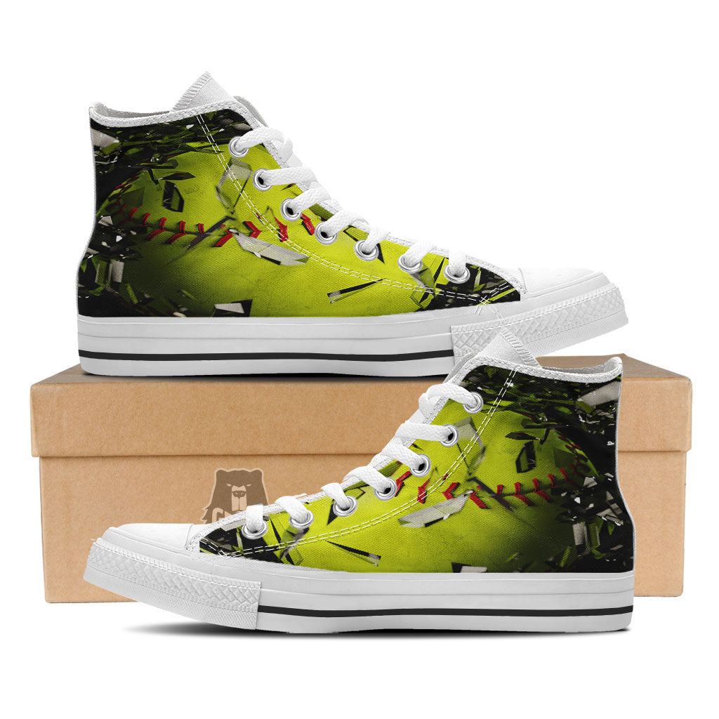 3D Baseballs Print White High Top Shoes-grizzshop