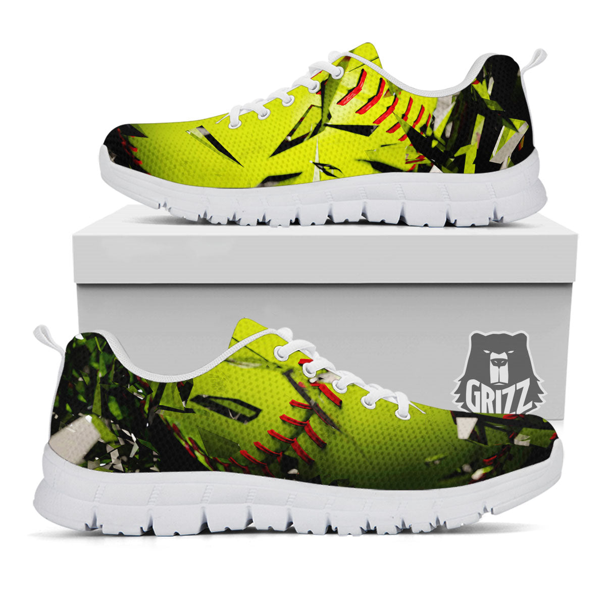 3D Baseballs Print White Sneaker-grizzshop
