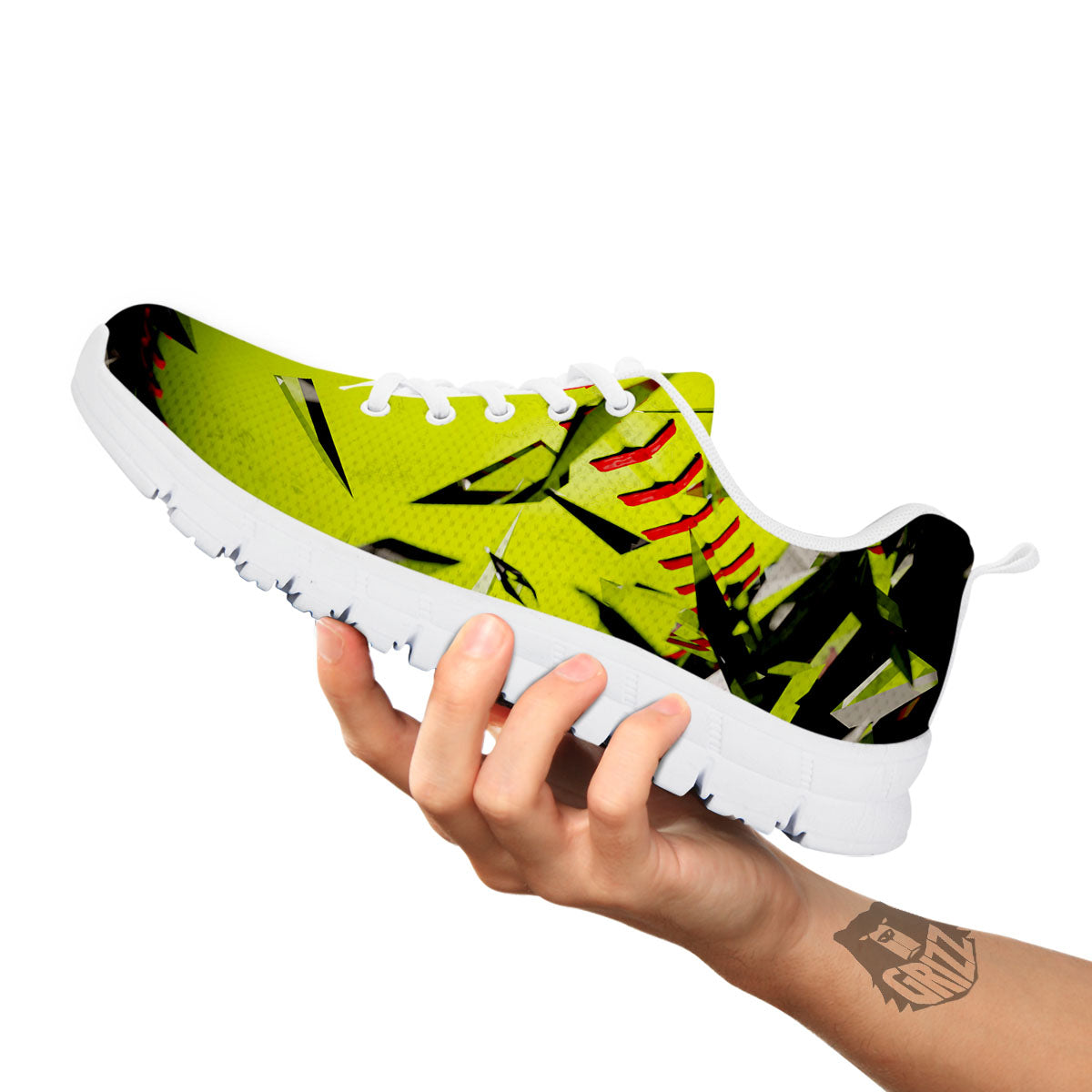 3D Baseballs Print White Sneaker-grizzshop