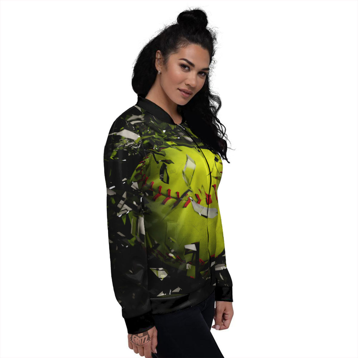 3D Baseballs Print Women's Bomber Jacket-grizzshop