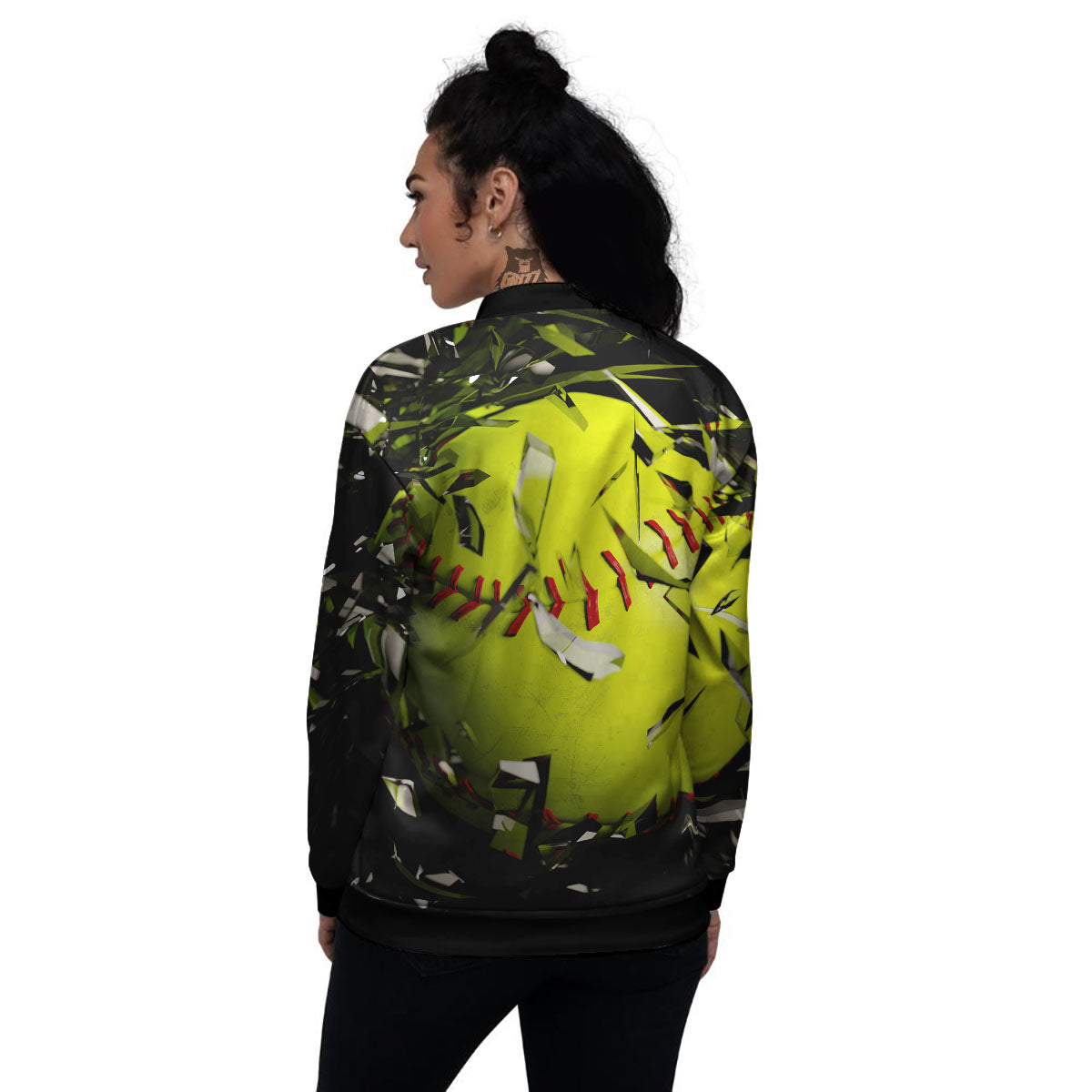 3D Baseballs Print Women's Bomber Jacket-grizzshop
