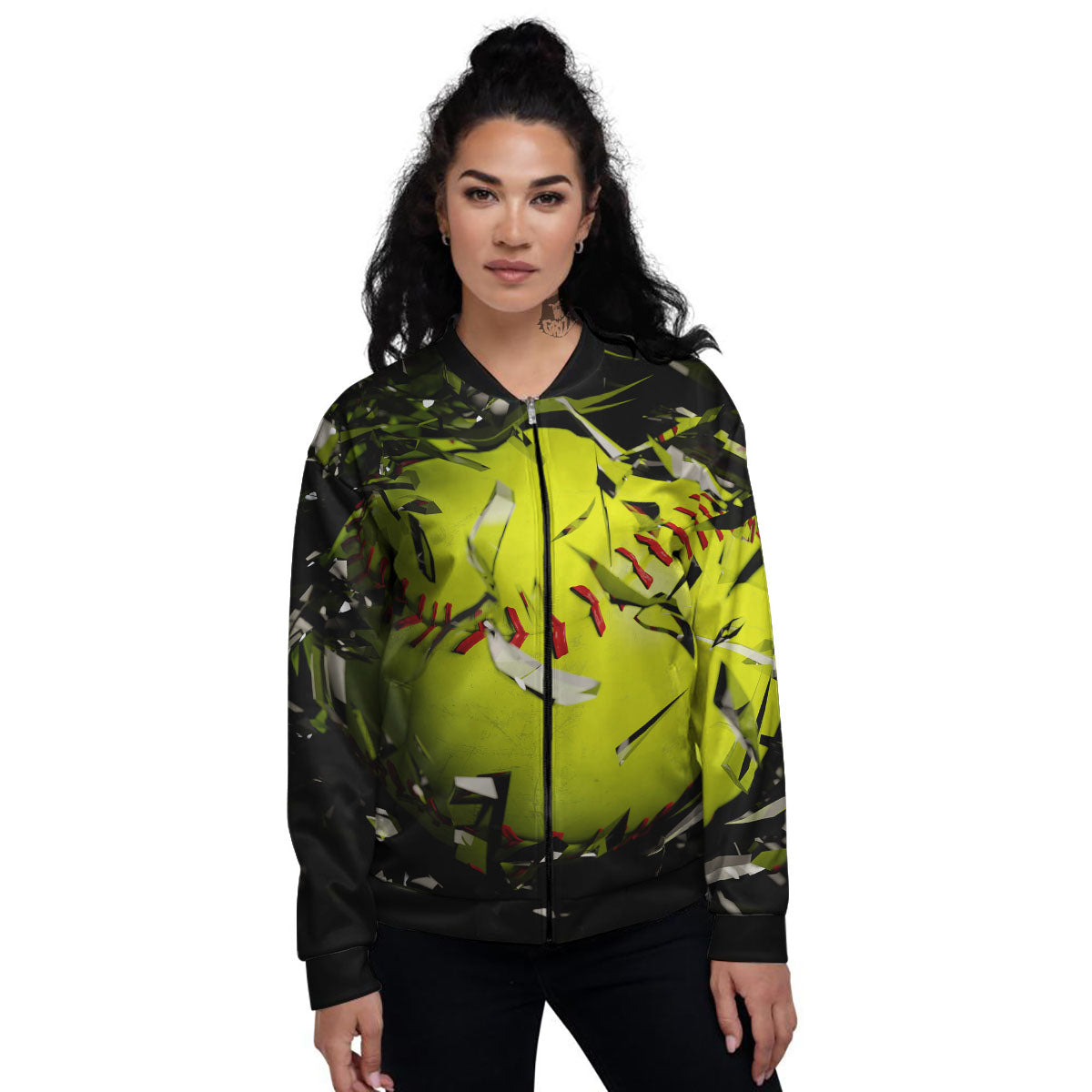 3D Baseballs Print Women's Bomber Jacket-grizzshop