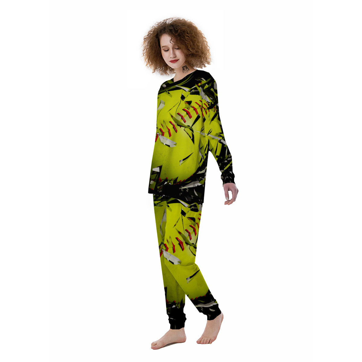 3D Baseballs Print Women's Pajamas-grizzshop
