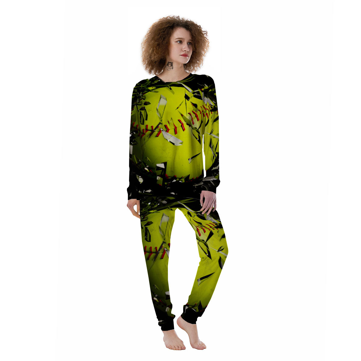 3D Baseballs Print Women's Pajamas-grizzshop