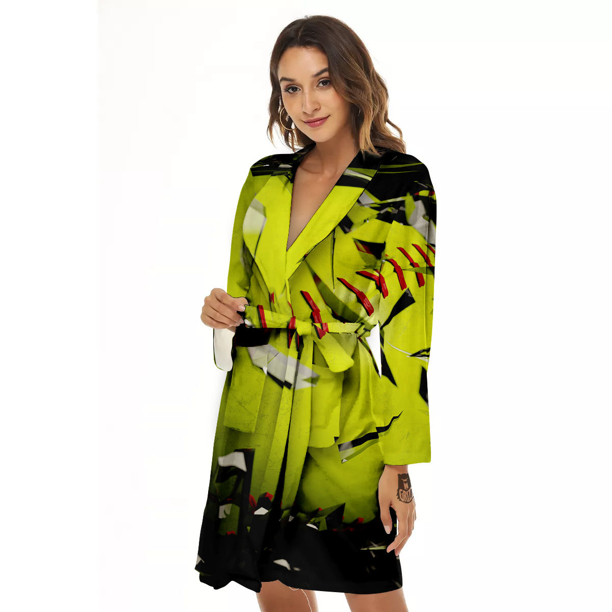 3D Baseballs Print Women's Robe-grizzshop