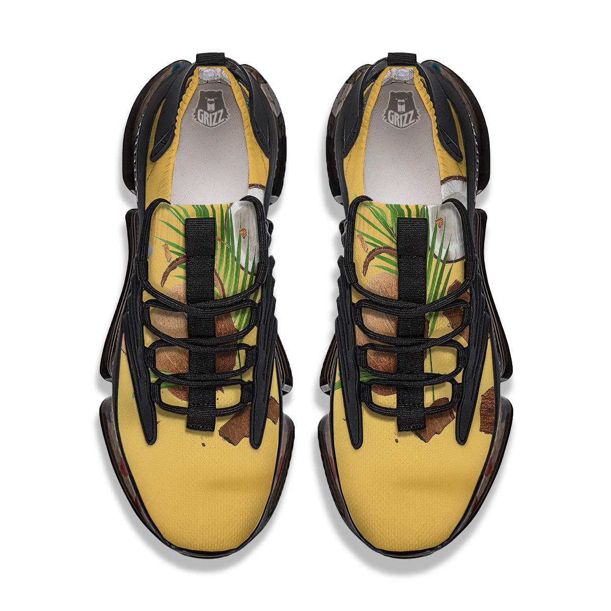 3D Coconut Print Black Gym Shoes-grizzshop