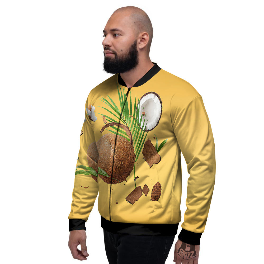 3D Coconut Print Men's Bomber Jacket-grizzshop
