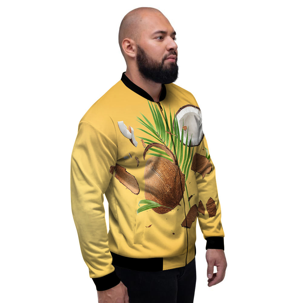 3D Coconut Print Men's Bomber Jacket-grizzshop
