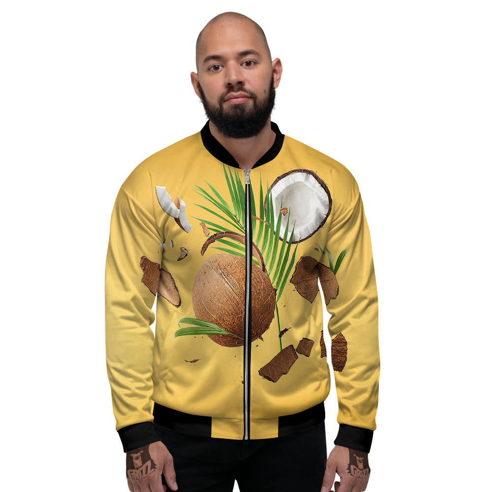 3D Coconut Print Men's Bomber Jacket-grizzshop