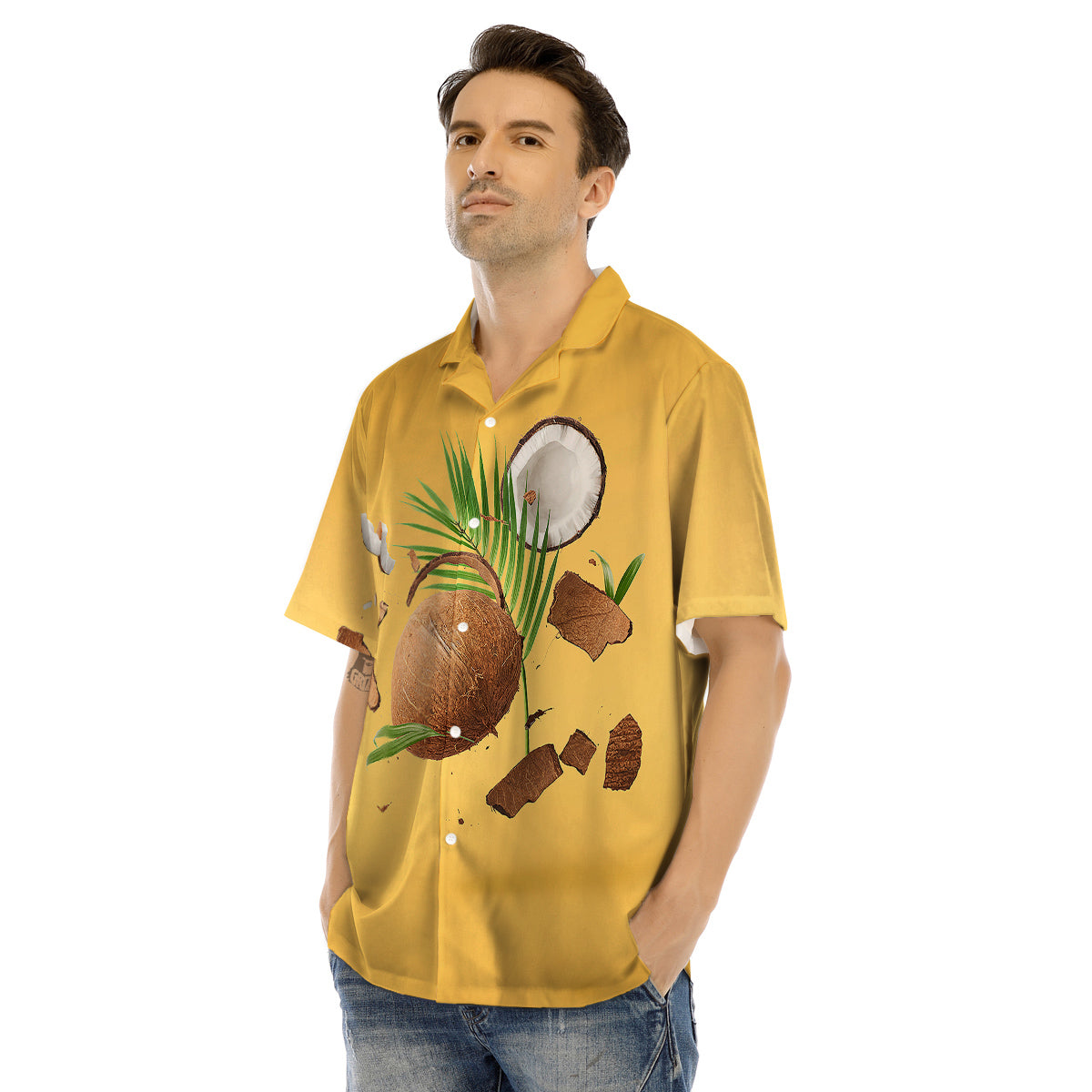 3D Coconut Print Men's Hawaiian Shirt-grizzshop