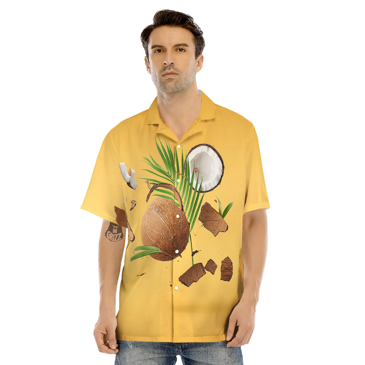 3D Coconut Print Men's Hawaiian Shirt-grizzshop
