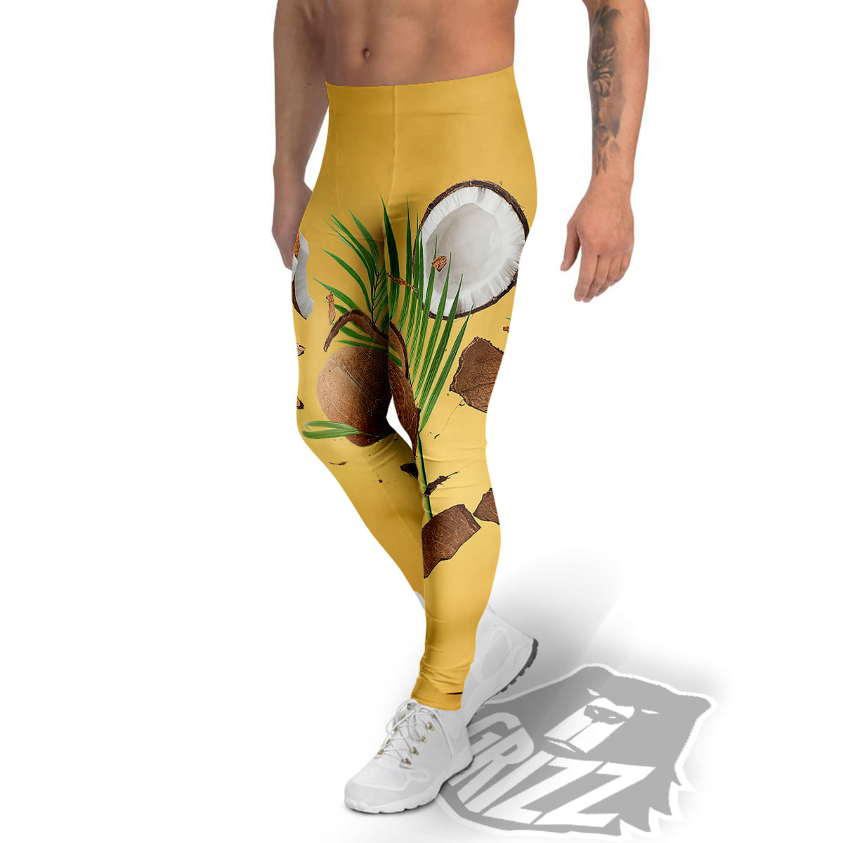 3D Coconut Print Men's Leggings-grizzshop
