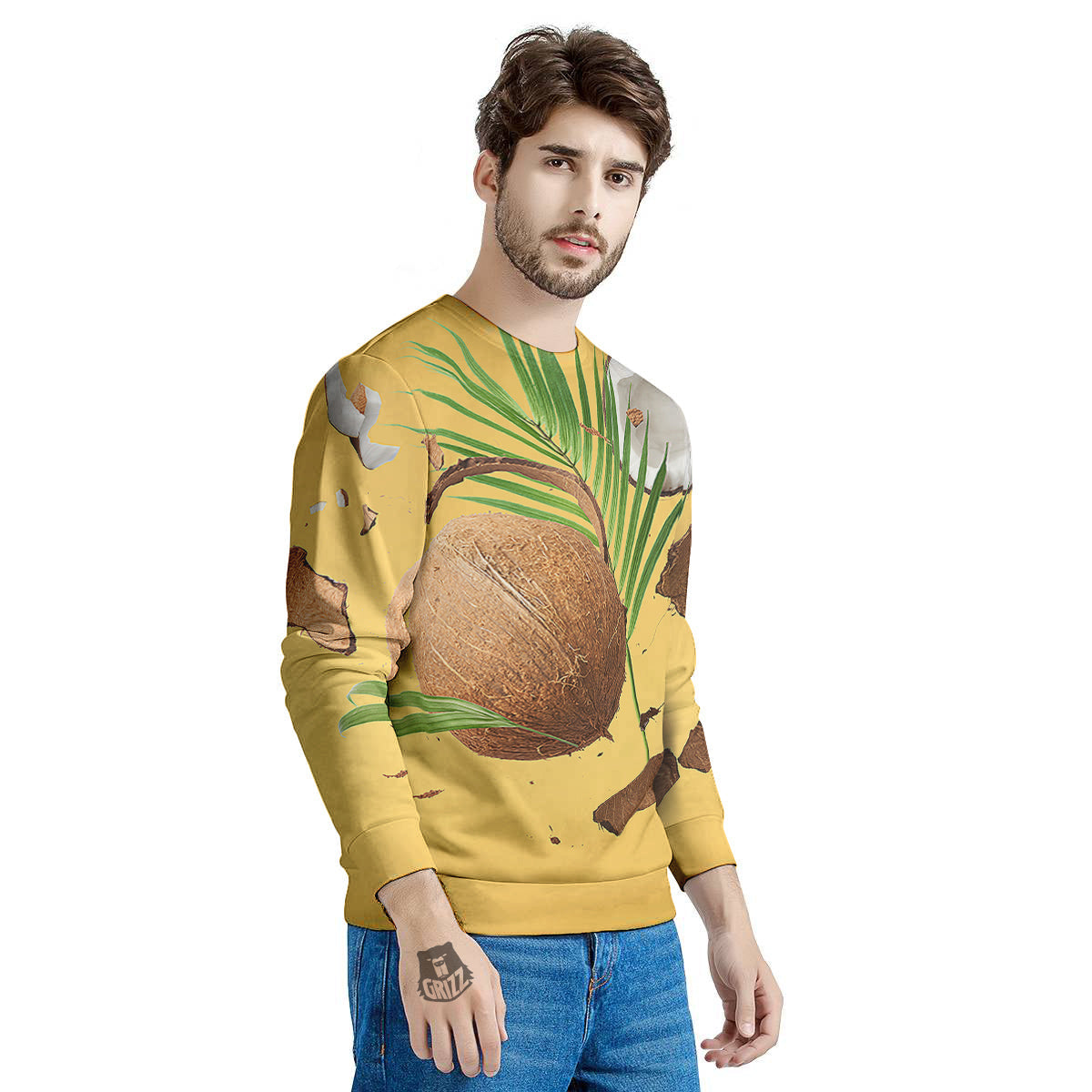 3D Coconut Print Men's Sweatshirt-grizzshop