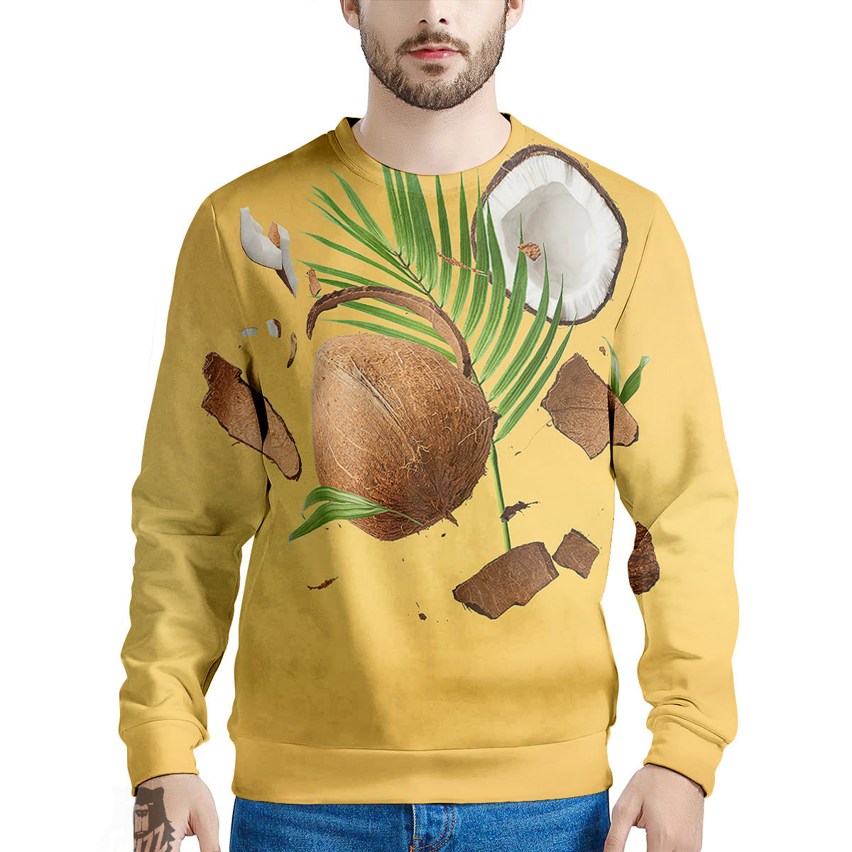 3D Coconut Print Men's Sweatshirt-grizzshop