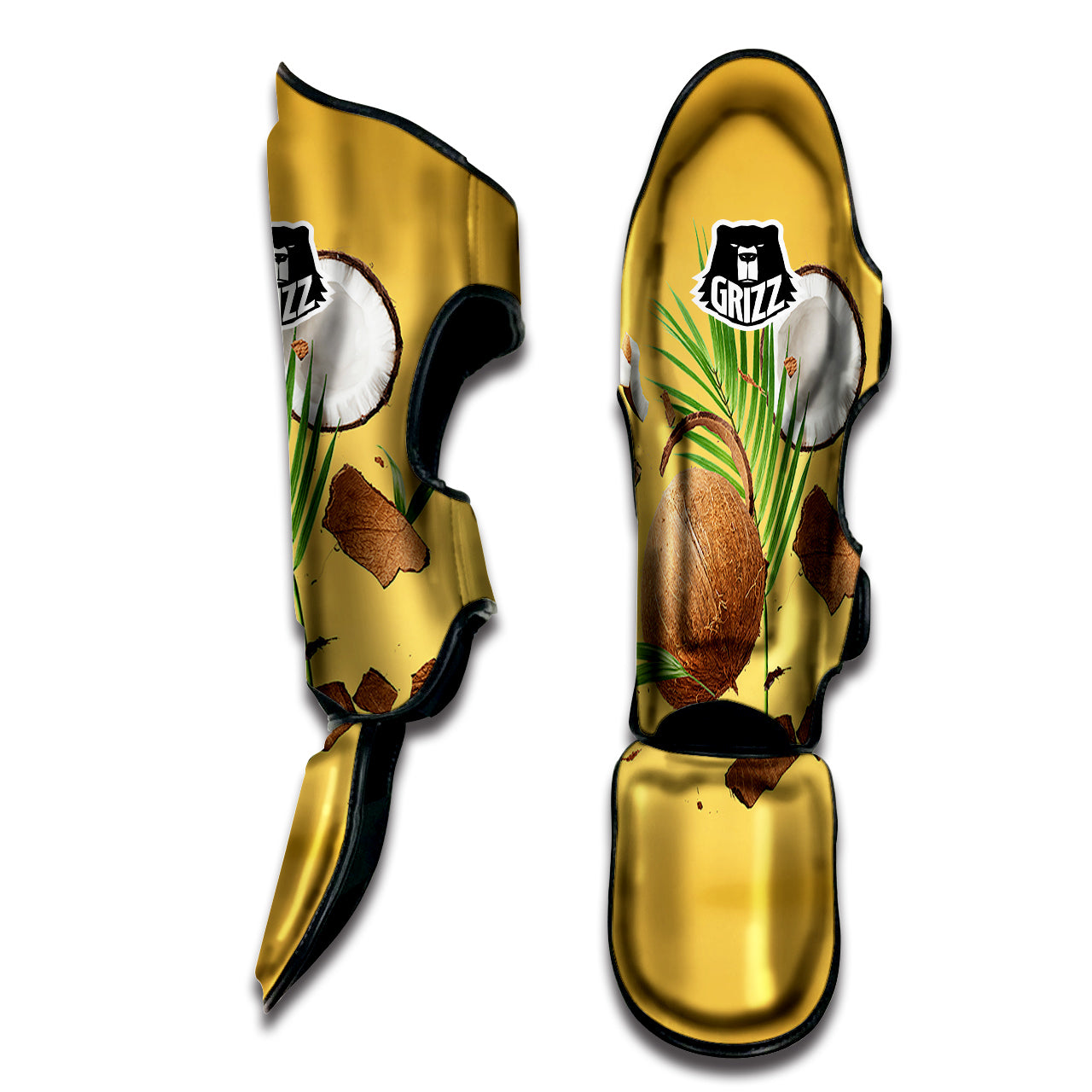 3D Coconut Print Muay Thai Shin Guards-grizzshop