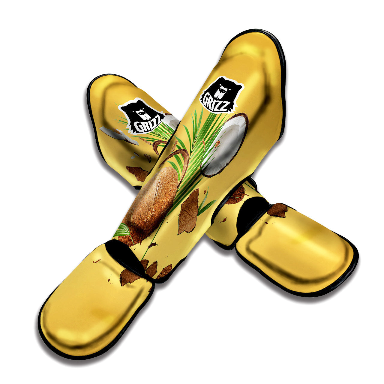3D Coconut Print Muay Thai Shin Guards-grizzshop