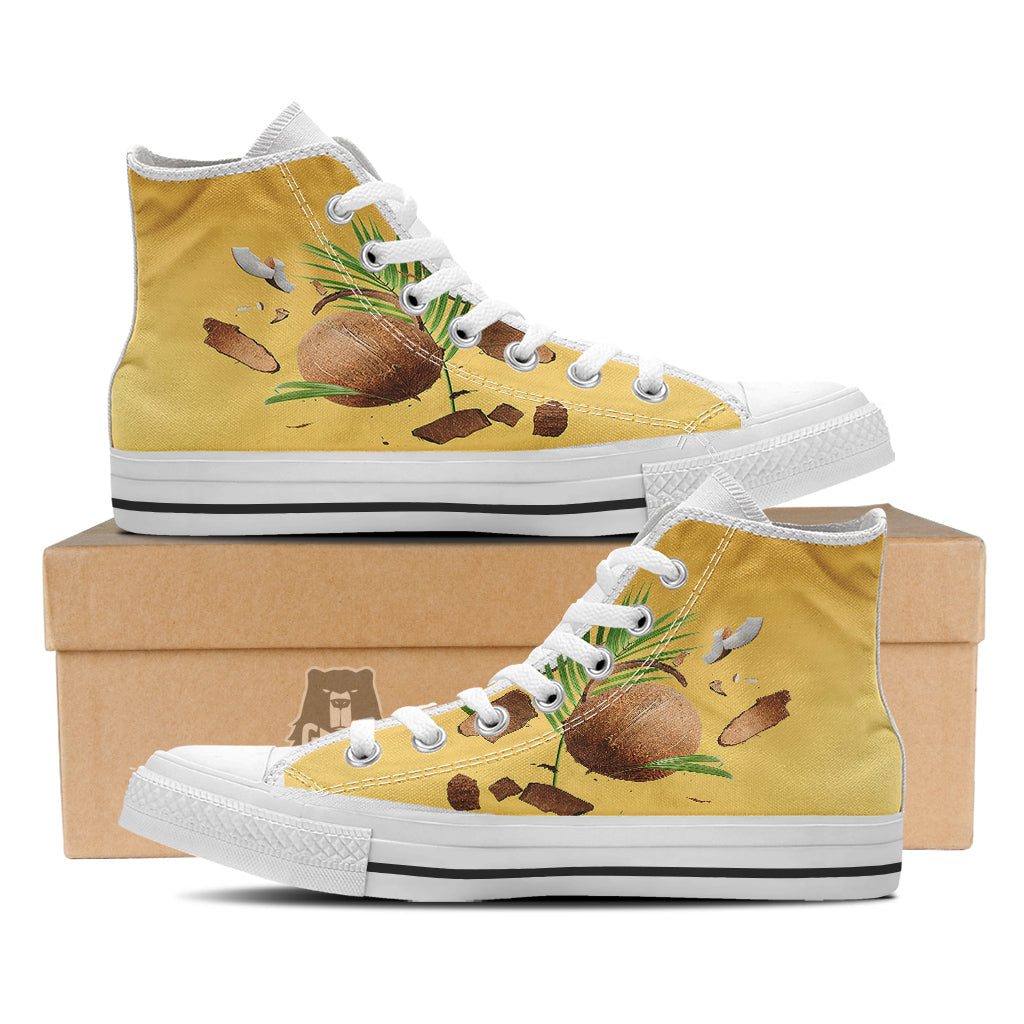 3D Coconut Print White High Top Shoes-grizzshop
