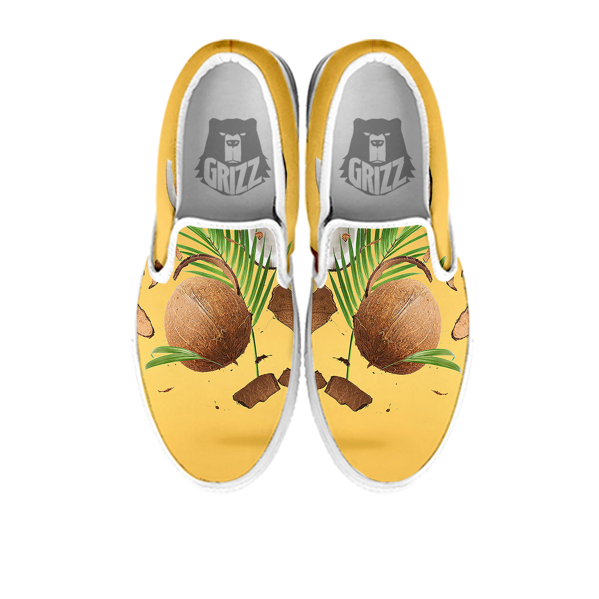 3D Coconut Print White Slip On Shoes-grizzshop
