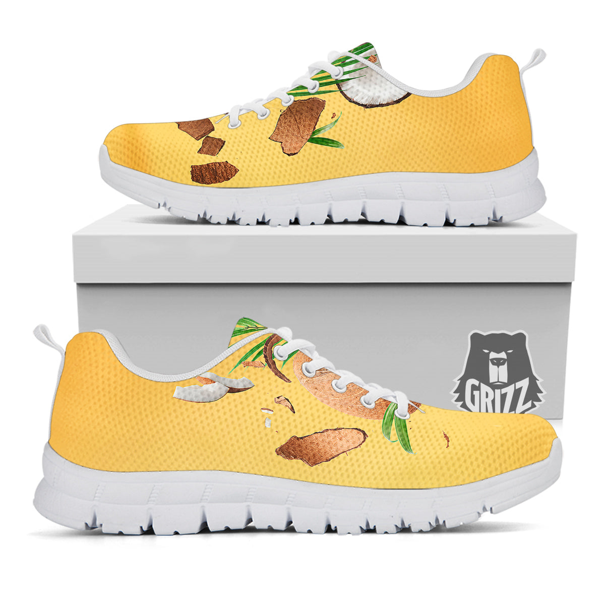 3D Coconut Print White Sneaker-grizzshop