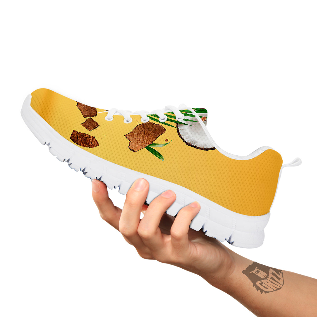 3D Coconut Print White Sneaker-grizzshop