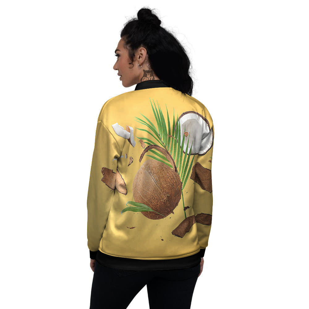 3D Coconut Print Women's Bomber Jacket-grizzshop