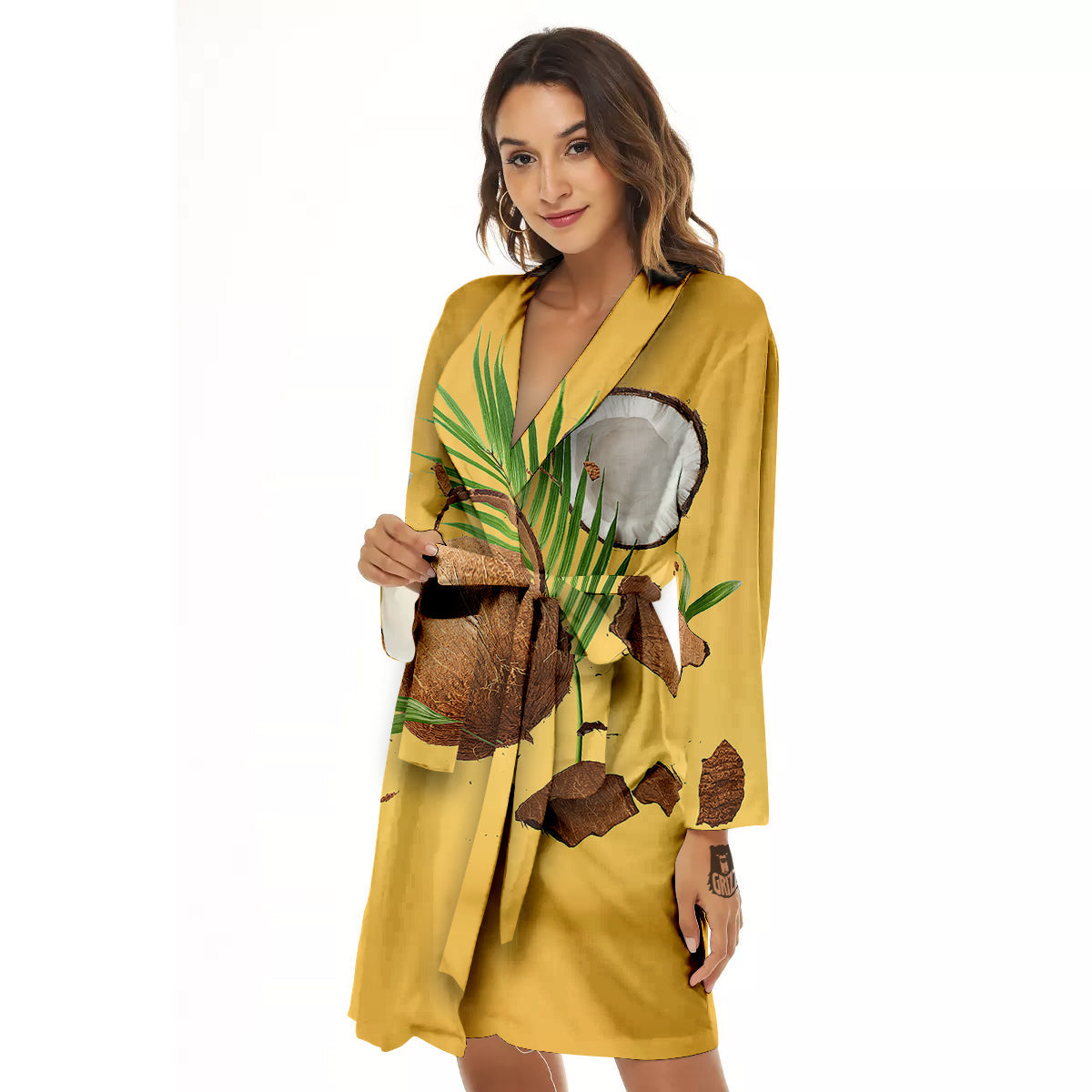 3D Coconut Print Women's Robe-grizzshop