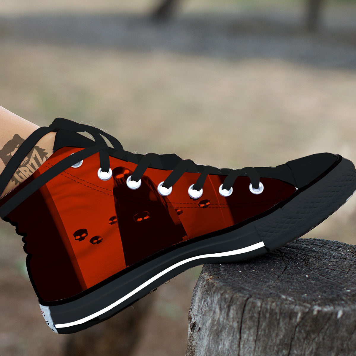 3D Ghost In The Darkness Print Black High Top Shoes-grizzshop