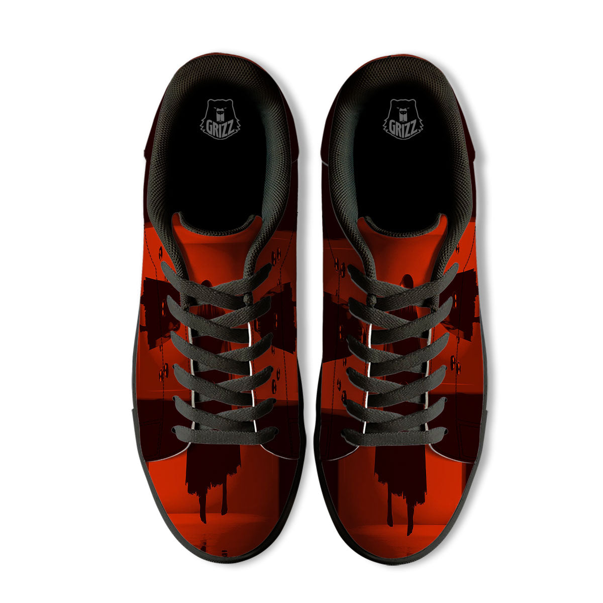 3D Ghost In The Darkness Print Black Low Top Sneakers-grizzshop