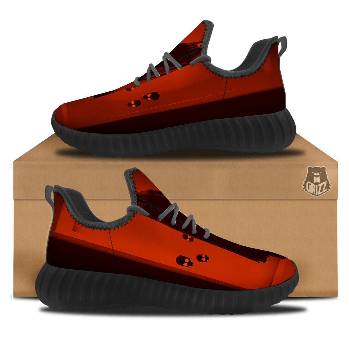 3D Ghost In The Darkness Print Black Walking Shoes-grizzshop