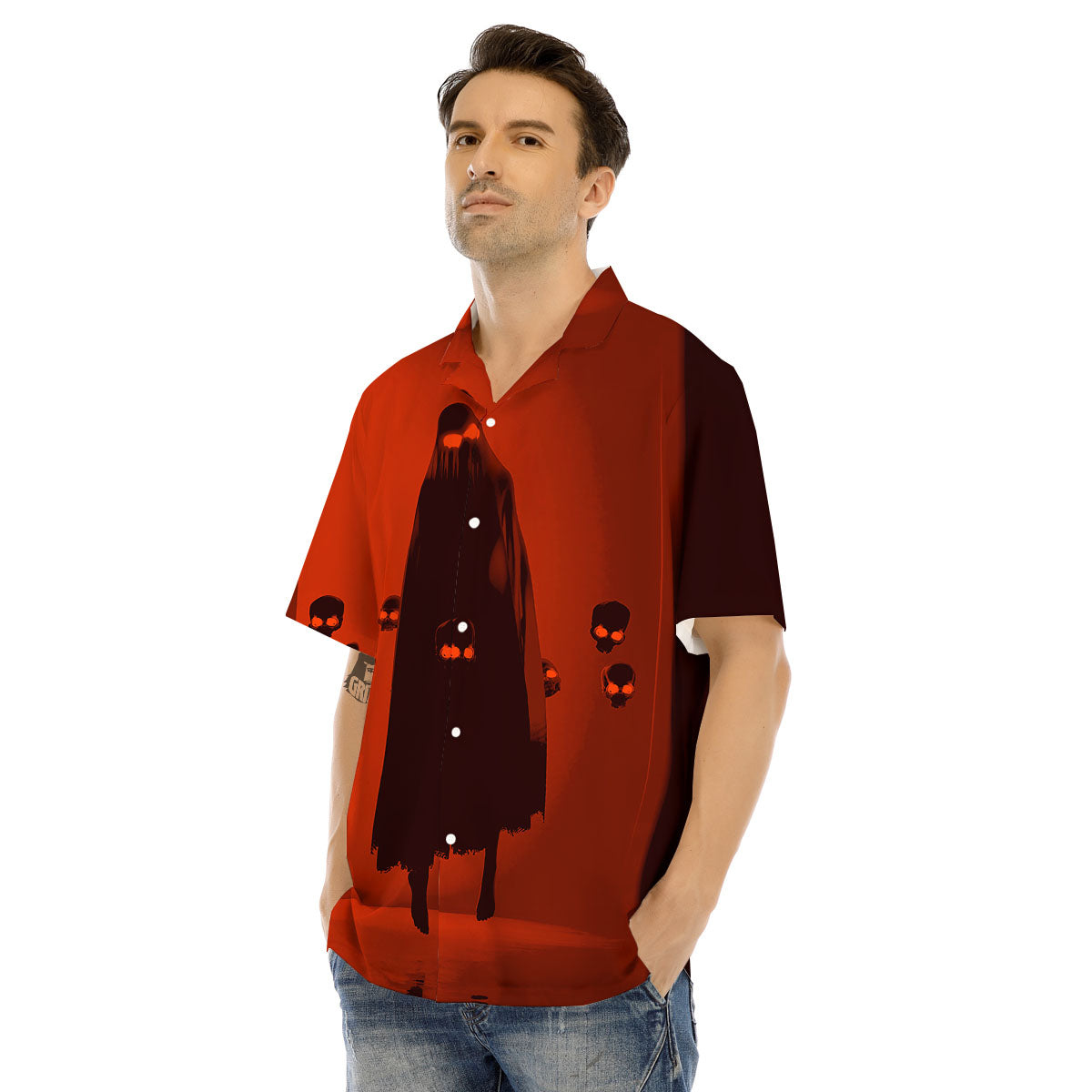 3D Ghost In The Darkness Print Men's Hawaiian Shirt-grizzshop