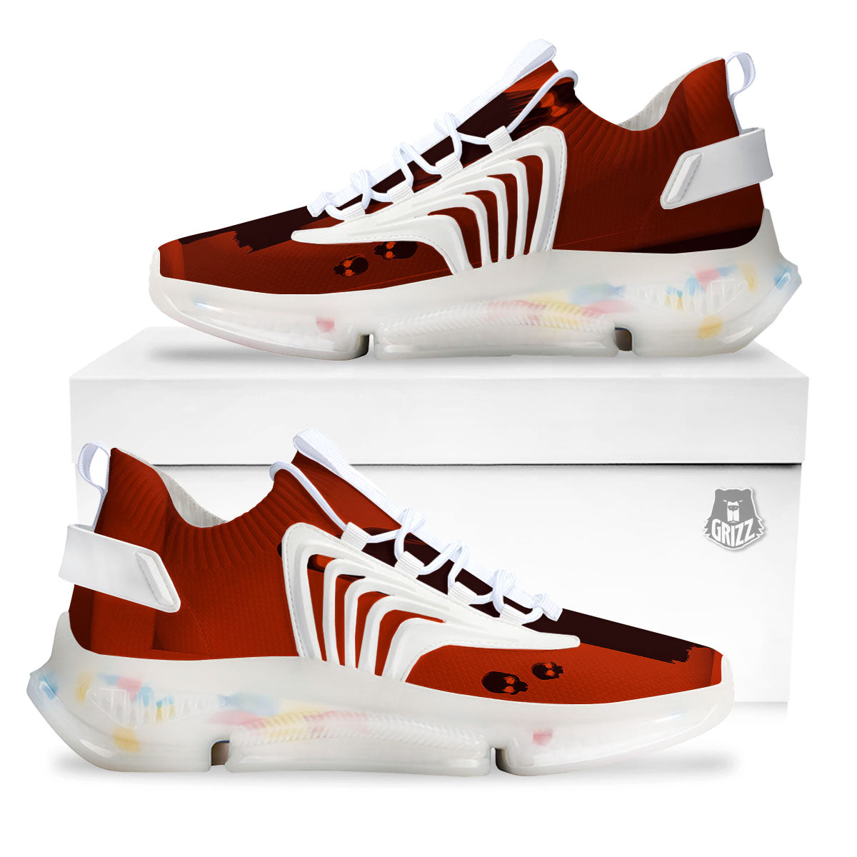 3D Ghost In The Darkness Print White Gym Shoes-grizzshop