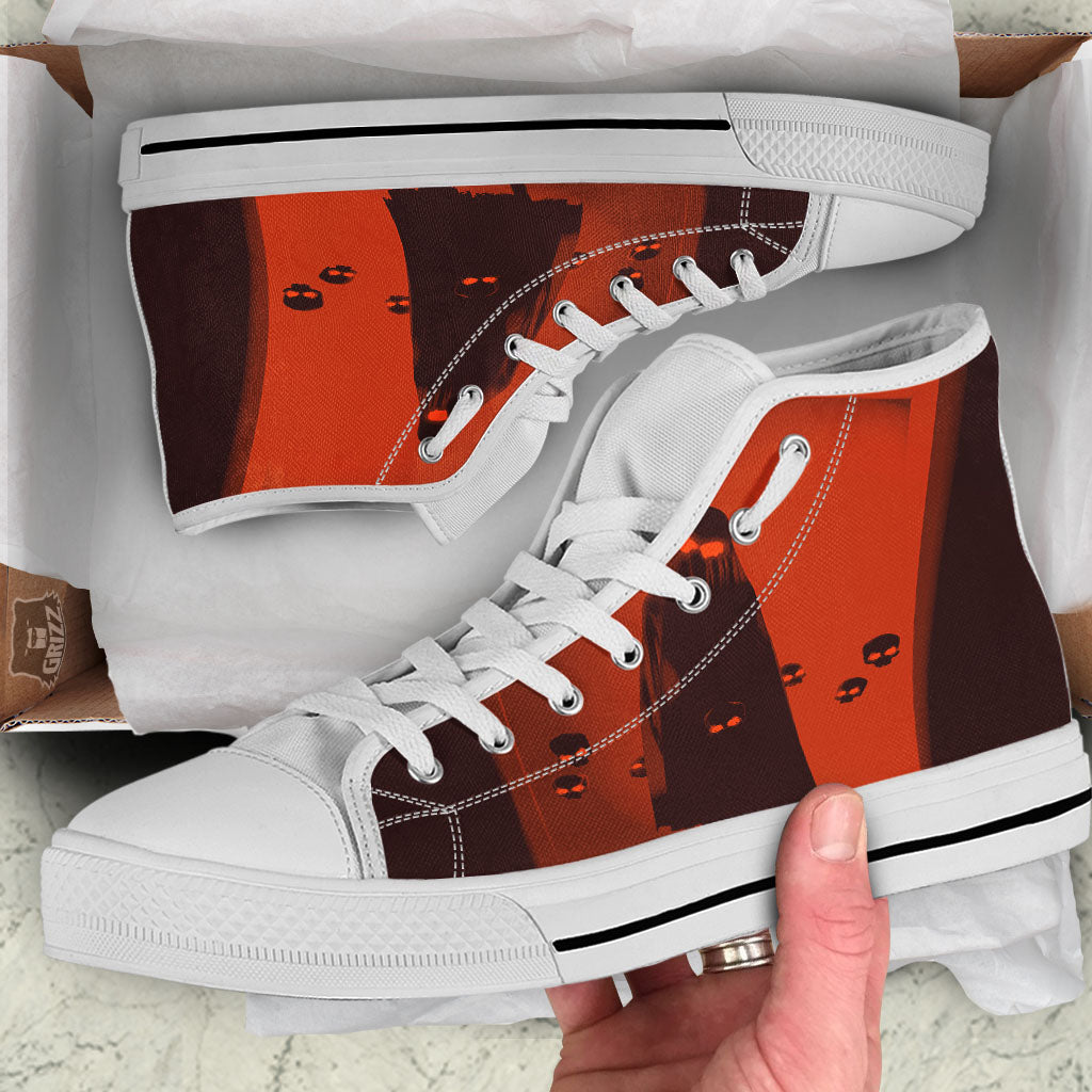 3D Ghost In The Darkness Print White High Top Shoes-grizzshop
