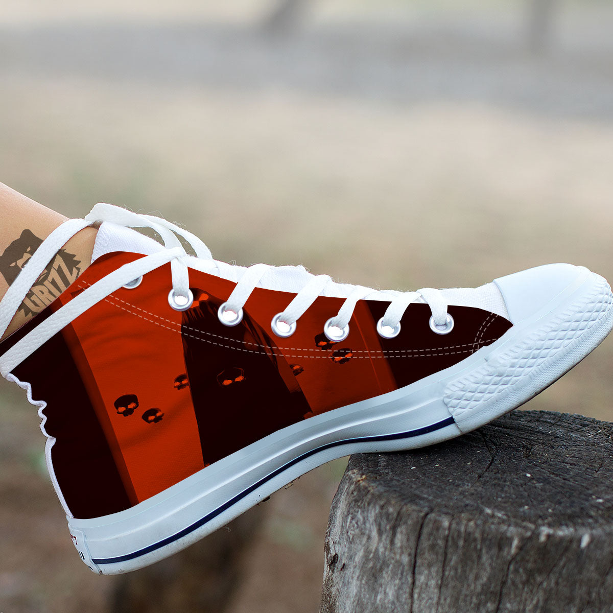 3D Ghost In The Darkness Print White High Top Shoes-grizzshop