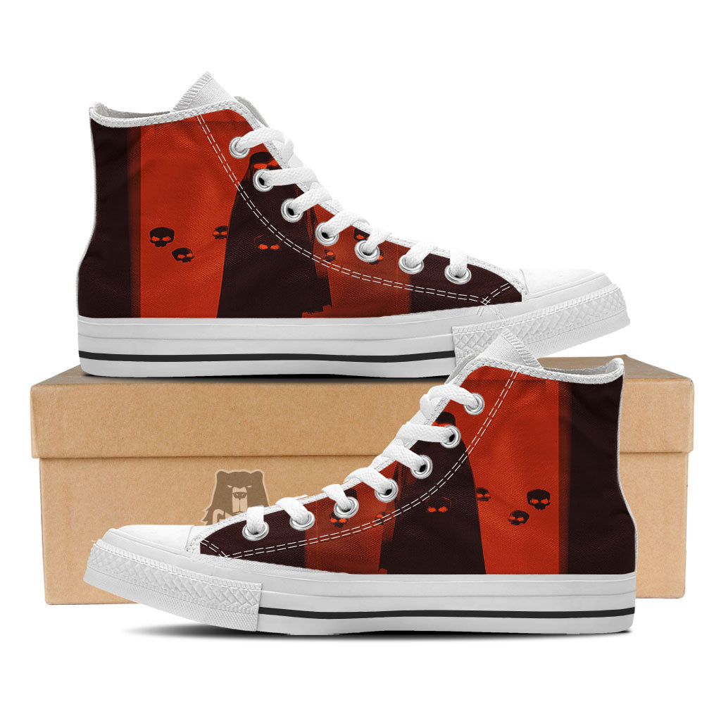 3D Ghost In The Darkness Print White High Top Shoes-grizzshop