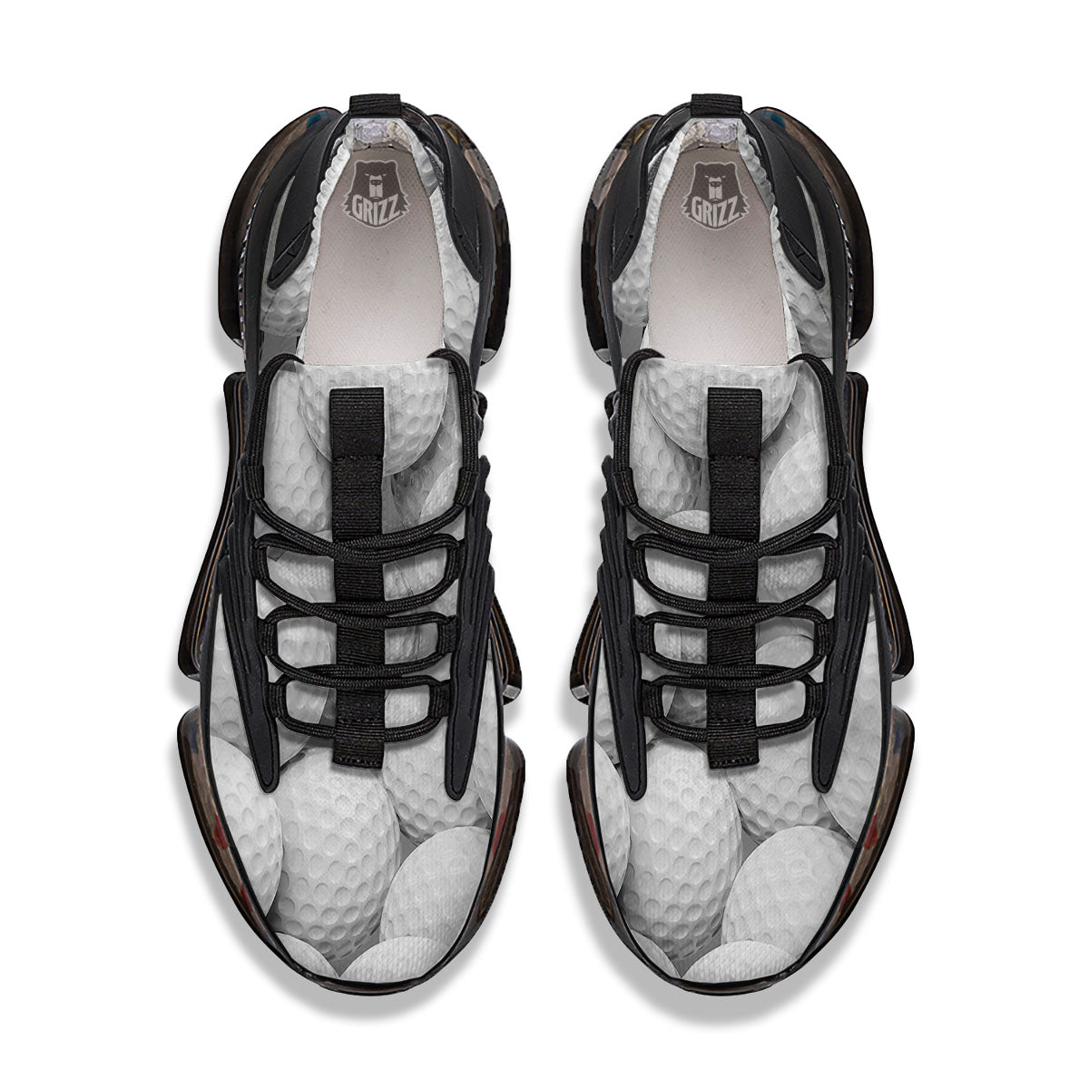 3D Golf Ball Print Black Gym Shoes-grizzshop