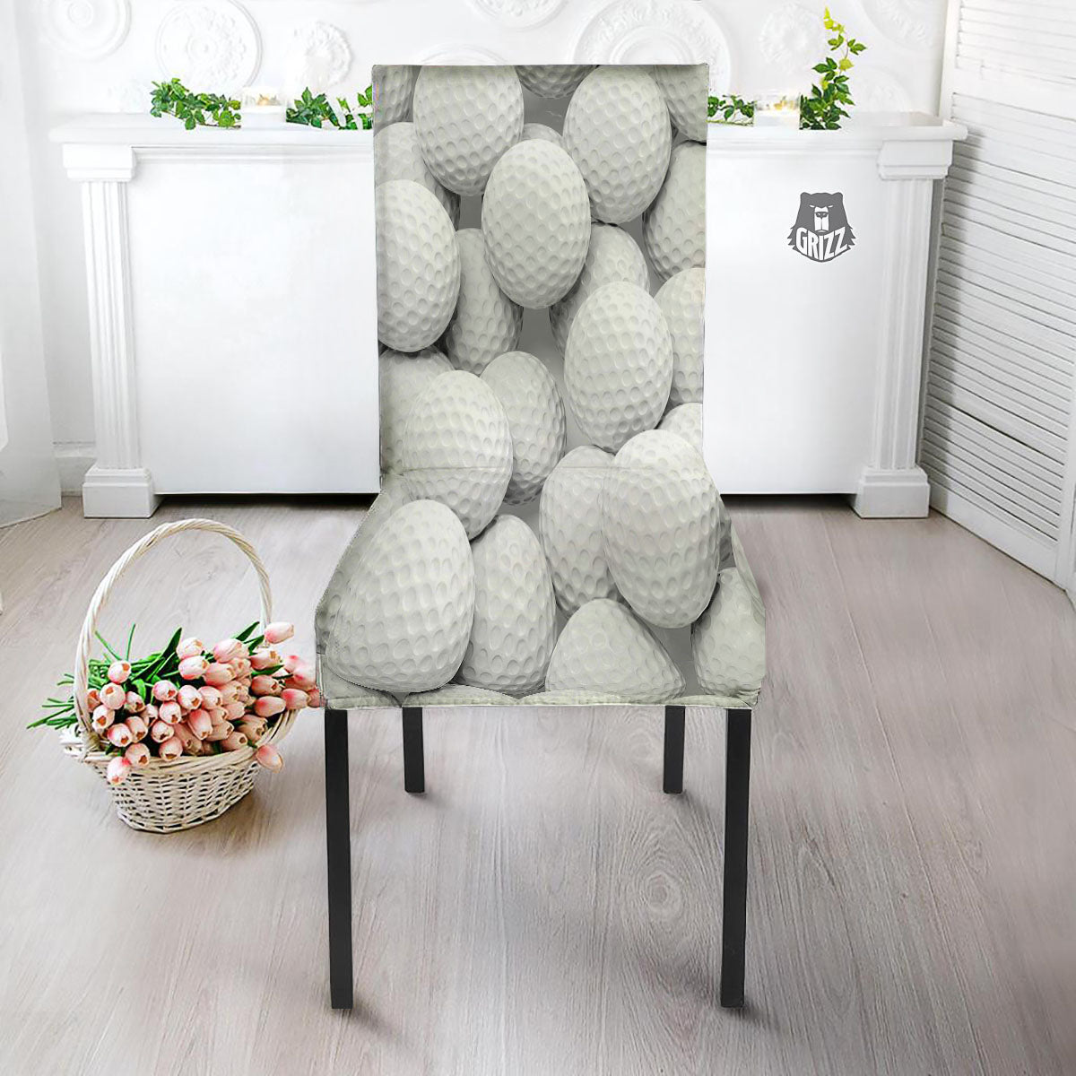 3D Golf Ball Print Dining Chair Slipcover-grizzshop