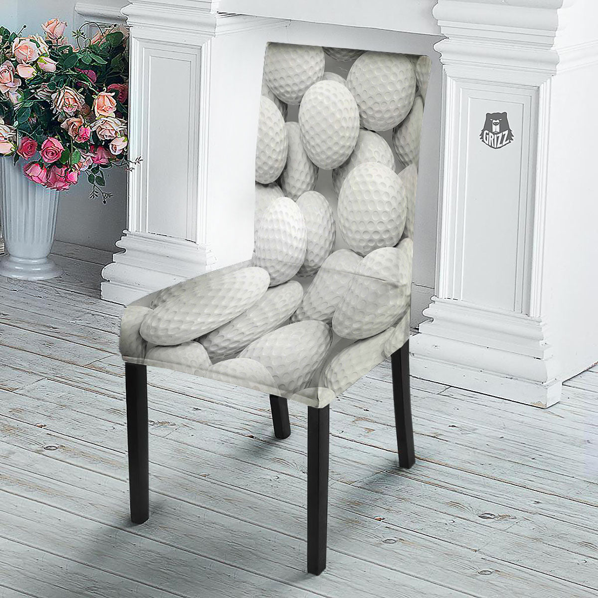 3D Golf Ball Print Dining Chair Slipcover-grizzshop