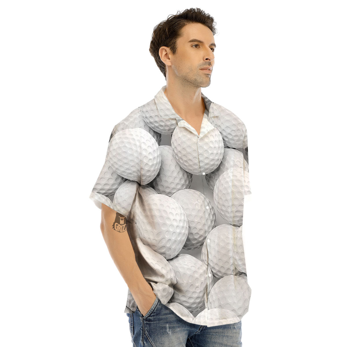 3D Golf Ball Print Men's Hawaiian Shirt-grizzshop